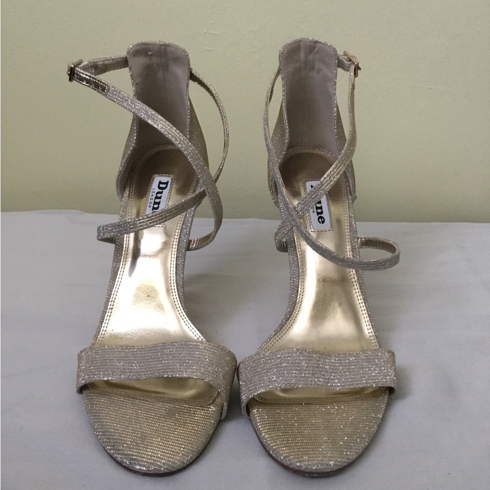 Dune Elegant London Glittering Gold Strappy Heels